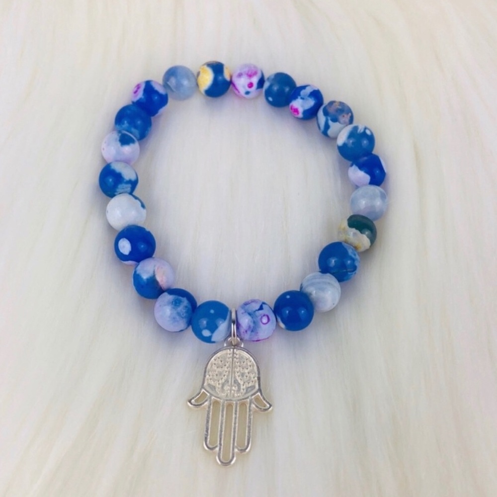 AGATE | Fire Agate Hamsa Hand Beaded Bracelet